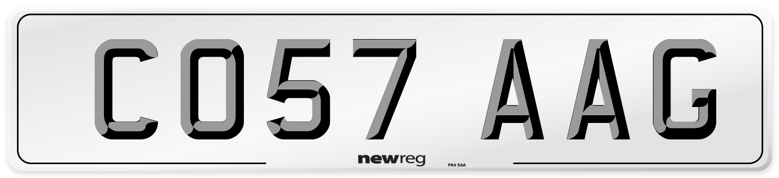 CO57 AAG Number Plate from New Reg